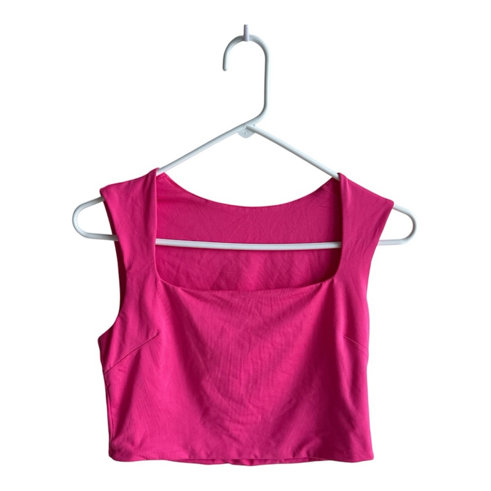 SHEIN Hot Pink Square Neck Crop Top